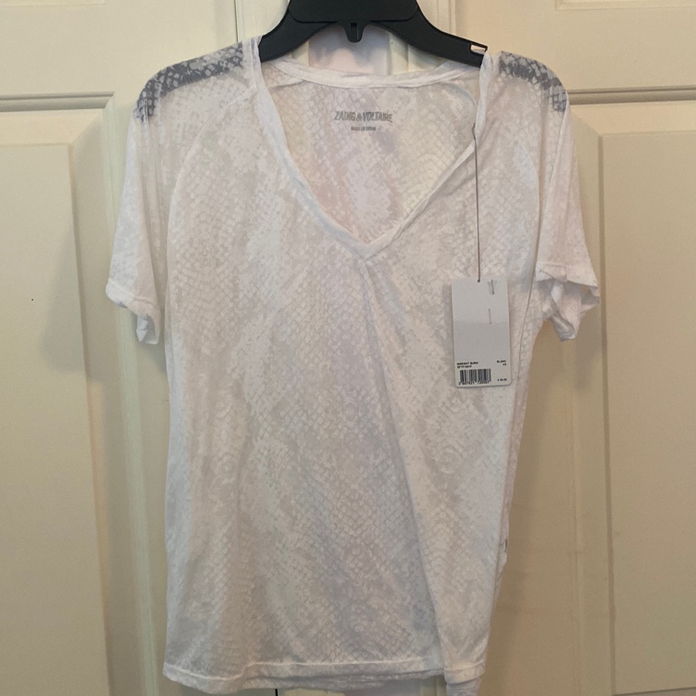 Zadig & Voltaire snakeskin print white top size xs white
